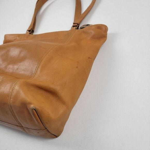 Vintage 90s Coach Leather Tote Bag Purse Brown Leather Carryall - Picture 7 of 16